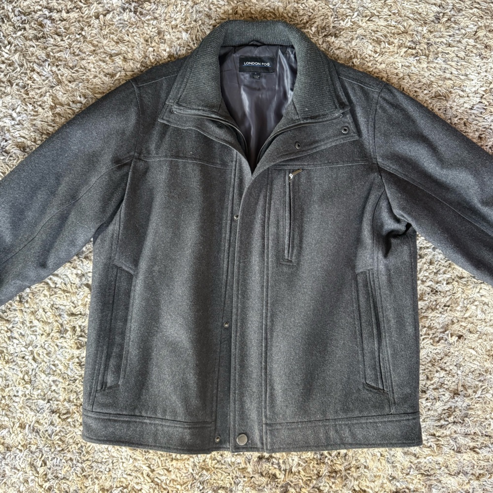 London Fog Men's Charcoal Pea Coat